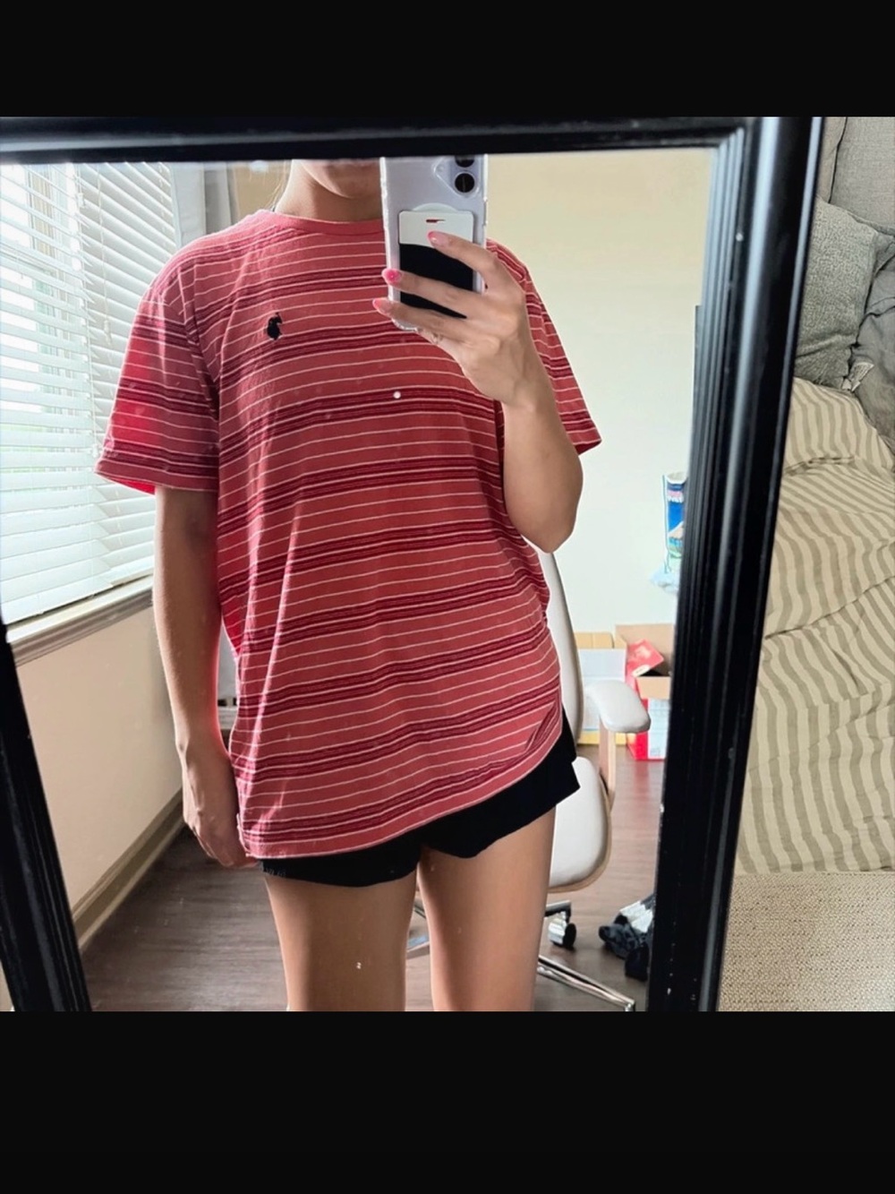U.S. Polo Assn. Pink Striped Short Sleeve Crewneck Tee
